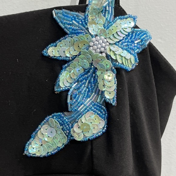 Vintage Taboo Y2K Dress M Black Babydoll Ruched Sequin Asymmetrical Mesh Fairy - Picture 7 of 13